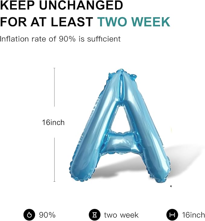 58 PCS Letter Balloons Alphabet Letters 2 Sets A- Z & 1 Sets AEIOU 16 - Inch Mylar Foil Balloons Set for Wedding/Birthdays/Annivs/Grads party Decoration Banner Custom Phrase (Baby Blue)
