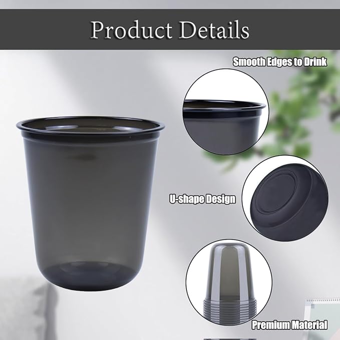 100 Pcs Disposable Stemless Glasses 12oz Plastic Cups PET Disposable Drinking Cups Cold Party Plastic Wine Glasses Classic Cup for Birthday Wedding Cocktail Halloween Christmas Party Supplies (Black)