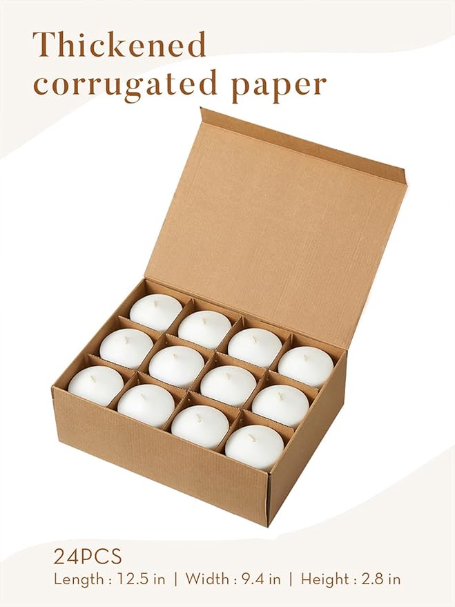 White Floating Candles 3 inch, 24 Pack Floating Candles 10 Hours Long Burning, Unscented Floating Candle for Centerpieces, Wedding, Christmas Lights, Romantic Night for Her/Him Set