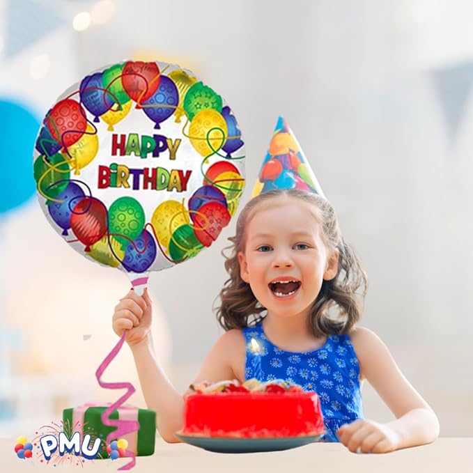 PMU Happy Birthday Patterned 18 Inch Mylar-Foil Balloon Pkg/1