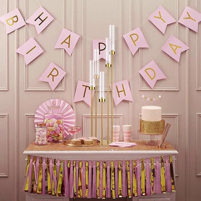 10PCS Gold Floor Candelabra,5 Arm Candle Holder Tall Floor Candle Holder with Acrylic Lampshade for Wedding Table Birthday Party Home Decoration Fit LED Taper Candles