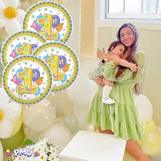 PMU Happy 1st Birthday 18 Inch Mylar-Foil Balloon Pkg/10