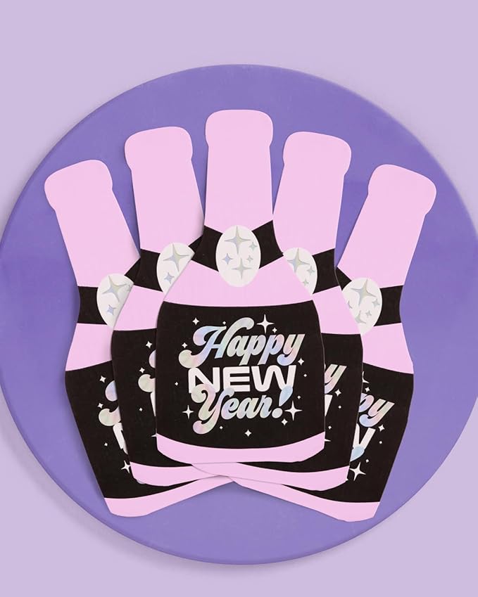 xo, Fetti New Years Eve 2024 Foil Napkins - 3-ply, 25 pcs | NYE 2024 Party Decorations, Happy New Years Supplies, Champagne Holiday Cocktail Napkins
