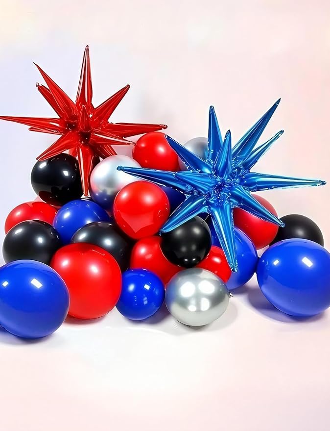 Blue Star Balloons - 8 Pcs Blue Foil Balloons One-Piece 14-Pointed Spike Balloon 22 Inch Large Explosion Star Balloons for Birthday Wedding Gender Reveal Party Decorations