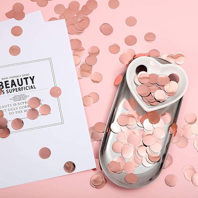 Rose Gold Confetti 5000 Pieces 1 Inch Table Confetti Glitter Dots for Wedding Baby Shower Birthday Party Table Decorations(1.76 OZ)