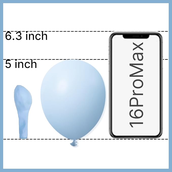 PartyWoo Baby Blue Balloons 50pcs 5 Inch Small Mini Light Pastel Sky Aqua Blue Balloons for Graduation Baby Shower Gender Reveal Weddings Easter Birthday Bachelorette Party Decorations Blue-Q13