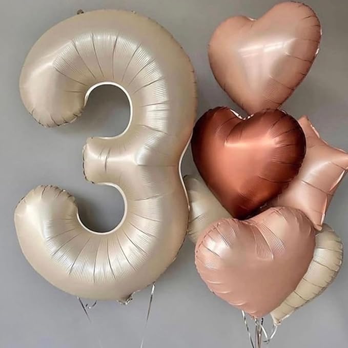 10PCS Brown Khaki Heart Shape Balloons - 18inch Chocolate Coffee Foil Heart Balloons for Helium Neutral Love Jungle Safari Birthday Party, Valentines Day