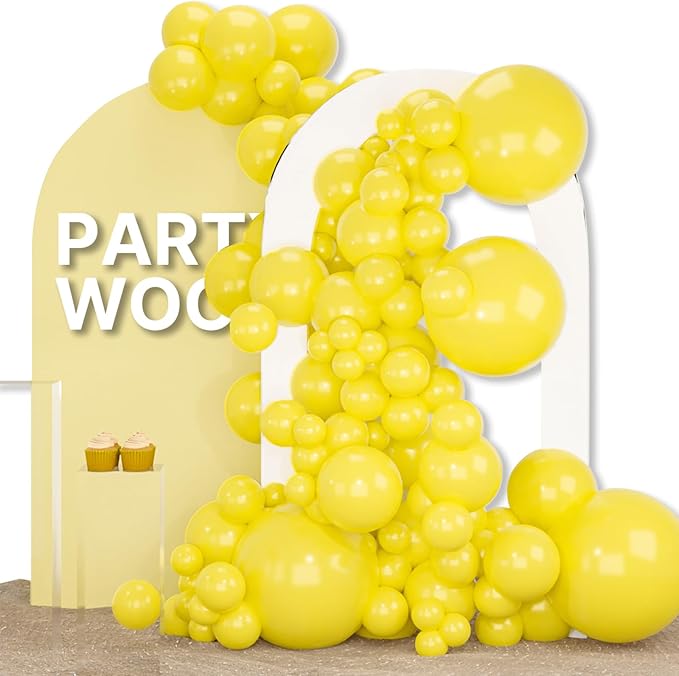 PartyWoo Yellow Balloons 155pcs Different Sizes of 18 12 10 5 Inch Matte Yellow Latex Balloon Arch Kit Garland for Easter Bee Baby Shower Sunflower Birthday Graduation Party Decorations Yellow-Y55