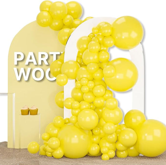 PartyWoo Yellow Balloons 155pcs Different Sizes of 18 12 10 5 Inch Matte Yellow Latex Balloon Arch Kit Garland for Easter Bee Baby Shower Sunflower Birthday Graduation Party Decorations Yellow-Y55