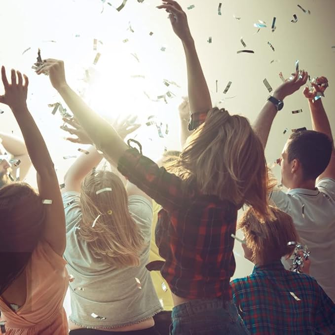 250Grams Rectangle Silver Metallic Confetti, Large Glitter Throwing Metallic Foil Confetti, Table Scatter Confetti Decorations for Wedding, Graduation Party, Birthday, Silver