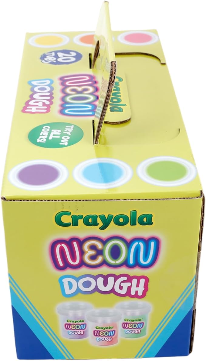 Crayola Neon Dough 20-Pack, 3oz Each - Halloween Party Favors, Classroom Party Favors, Halloween Toys; Non-Toxic, Allergen-Friendly Special Effects Dough with Easy-Carry Handle