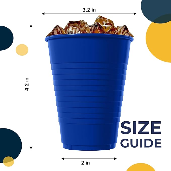 Exquisite Party Solids 12 Oz Blue Plastic Cups For Party Supplies 50 Pack | Blue Disposable Cups Plastic | Disposable Drinkware For Parties, Events & Everyday