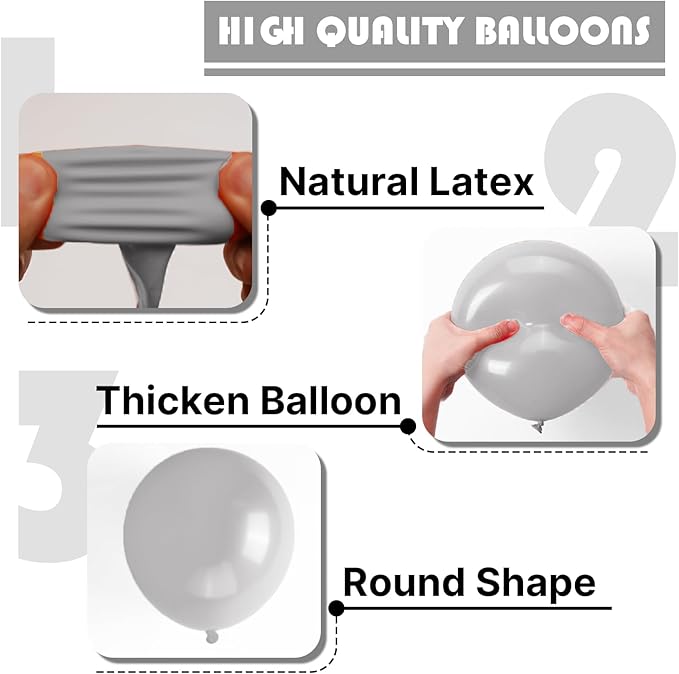 PartyWoo Gray Balloons 50 pcs 5 Inch Small Mini Matte Grey Latex Balloons for Baby Shower Gender Reveal Graduation Woodland Wedding Anniversary Elephant Birthday Party Decorations Gray-Y71