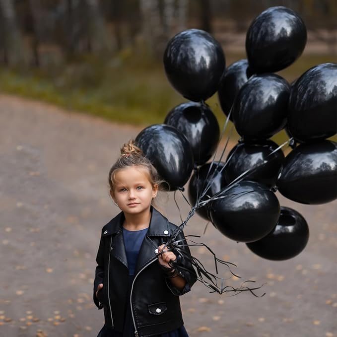 Black Balloons Party Decorations 160 Pack 5 inch Round Halloween Latex Balloons for Black Themed Wedding Graduation Anniversary Birthday Party Backdrop Decorations