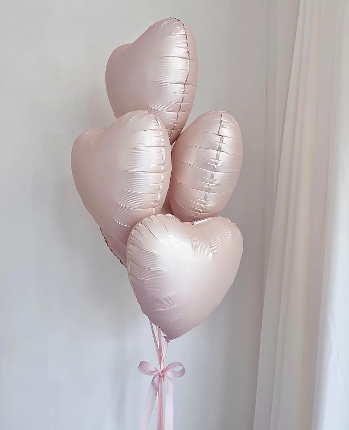 Baby Pink Heart Balloons,12Pcs Pink Heart Shaped Foil Balloons,18Inch Pastel Pink Helium Polyester Film Balloon for Baby Shower Birthday Anniversary Wedding Party Decorations