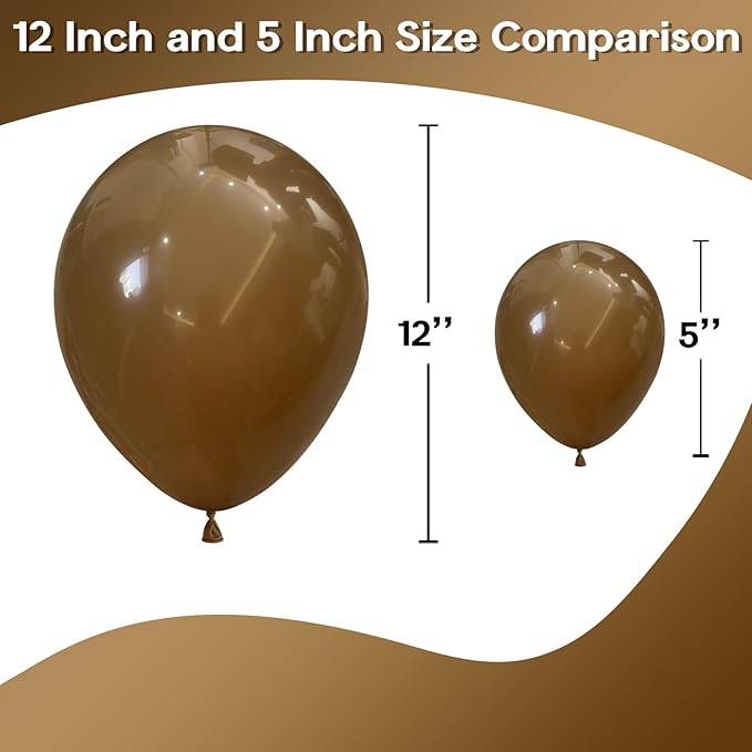 Brown Balloons 5 Inch, 60Pcs Small Light Brown Balloon Coffee Chocolate Latex Balloons 5'' Mini Matte Tan Caramel Mocha Helium Balloons for Birthday Wedding Boho Baby Shower Party Decorations
