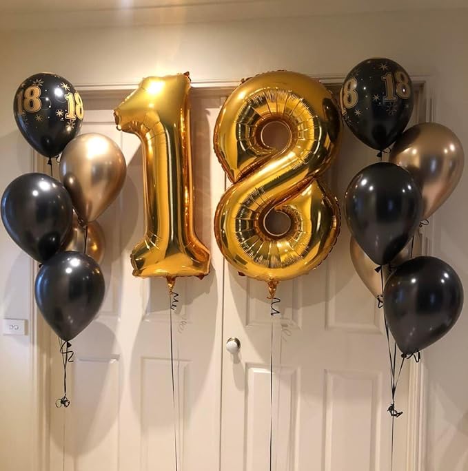 Gold Number 8 Balloon 40 Inch, 8th Birthday Party Decorations for Children, Giant 8 Foil Balloon for Party Supplies