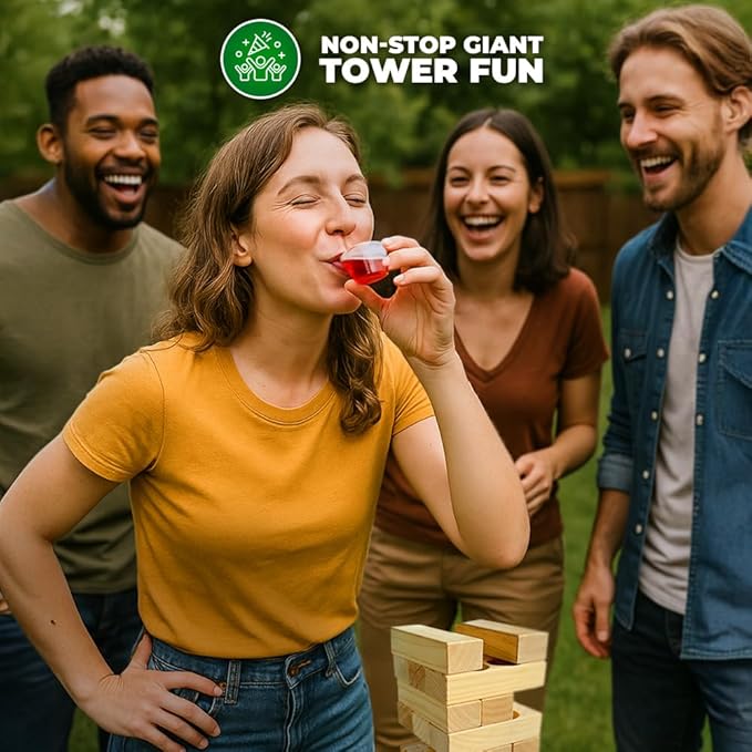 SWOOC Games – 105 Extra/Replacement Gelatin Shot Cups & Lids for Giant Tower Party Game – Clear Plastic & Leak Proof - Perfect Size for Hidden Shot Blocks - Tipsy Topple Game for Adults - Block Games