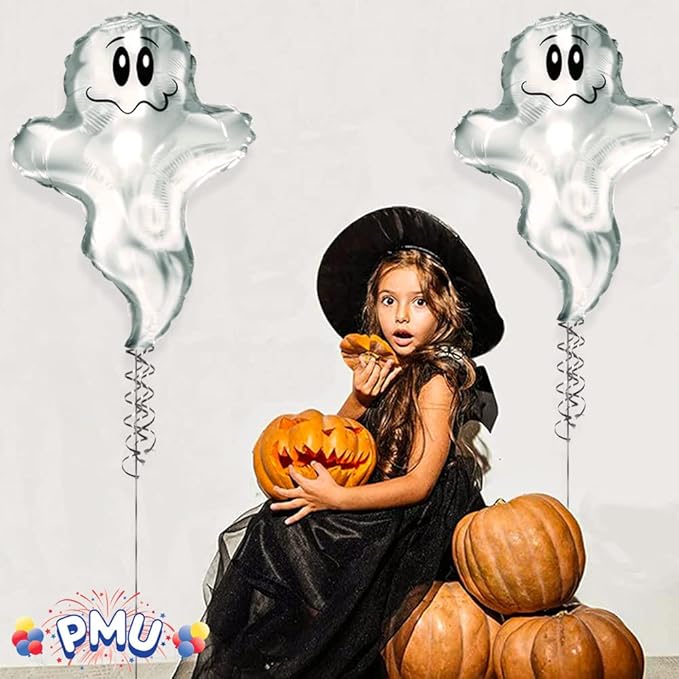 PMU 10 Pc Halloween Flying Ghost 24 Inch Mylar-Foil Balloon