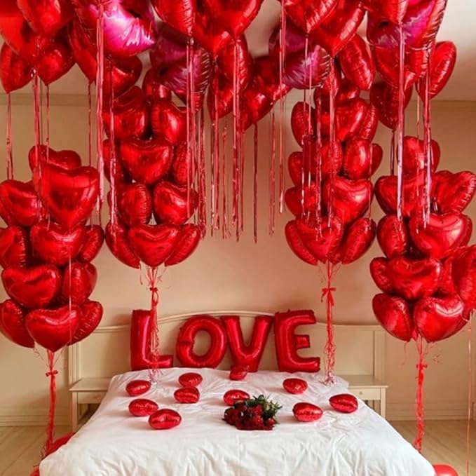 20 pcs Red Heart Balloons, 18 inch Heart Shaped Balloon foil Love Balloon for Wedding Decoration Party Balloon Valentine Birthday