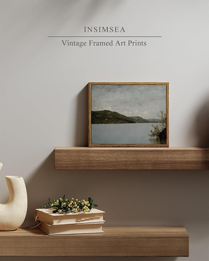 InSimSea Framed Canvas Wall Art Vintage Decor, Vintage Room Decor, Classical Landscape Oil Paintings for Wall Decorations, Canvas Wall Art for Bedroom Living Room, Bathroom Decor Wall Art, 8"x10"