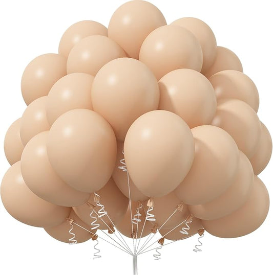 Nude Balloons 12 Inch, 50 Pcs Beige Balloon Retro Apricot Neutral Latex Balloons Matte Tan Cream Blush Peach Helium Party Balloons for Boho Birthday Wedding Baby Bridal Shower Party Decorations