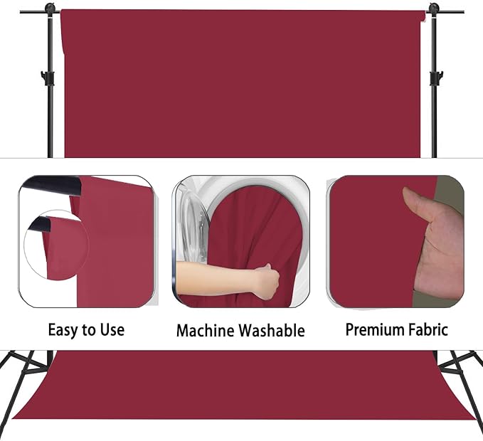 Wine Red Photography Backdrop for Photoshoot, Photo Backdrop Curtain, Perfect Wine Red Backdrops for Party Portrait Photoshoots Video Studio 10FTx10FT