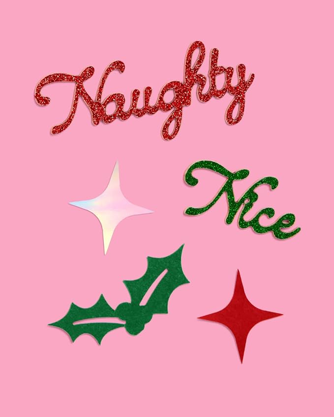xo, Fetti Naughty + Nice Confetti | Red + Green Glitter - 200 pcs | Winter Decorations, Christmas Table Decor, Holiday Party Supplies, Xmas Tablescape