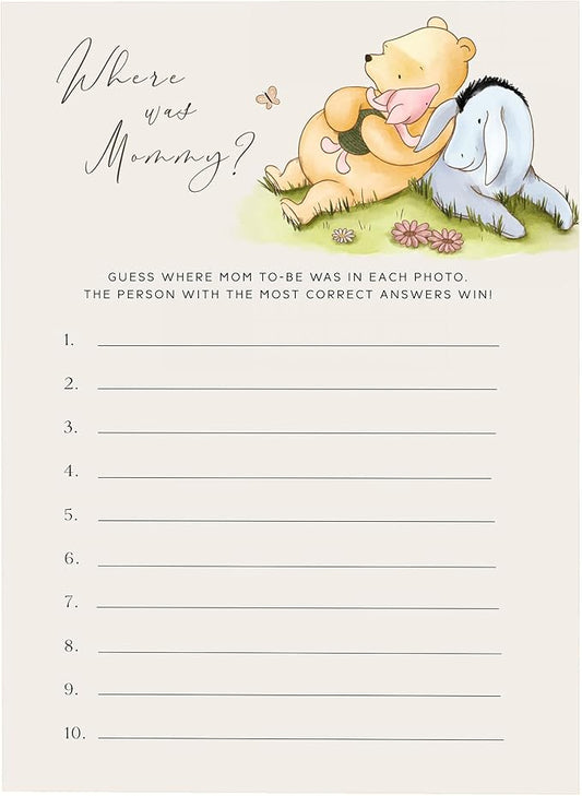 Winnie Baby Shower Games, Where Was Mommy, Baby Shower Game Cards, Set of 30, Winnie The Pooh Party Favors, Baby Shower Party Games Supplies & Activities, Baby Shower Decorations