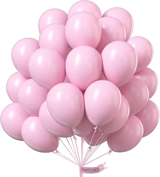 PartyWoo Baby Pink Balloons 101pcs 12 Inch Pastel Pale Light Pink Latex Helium Balloons for Baby Shower Gender Reveal Easter Bachelorette Wedding Bridal Shower Birthday Party Decorations Pink-Q05