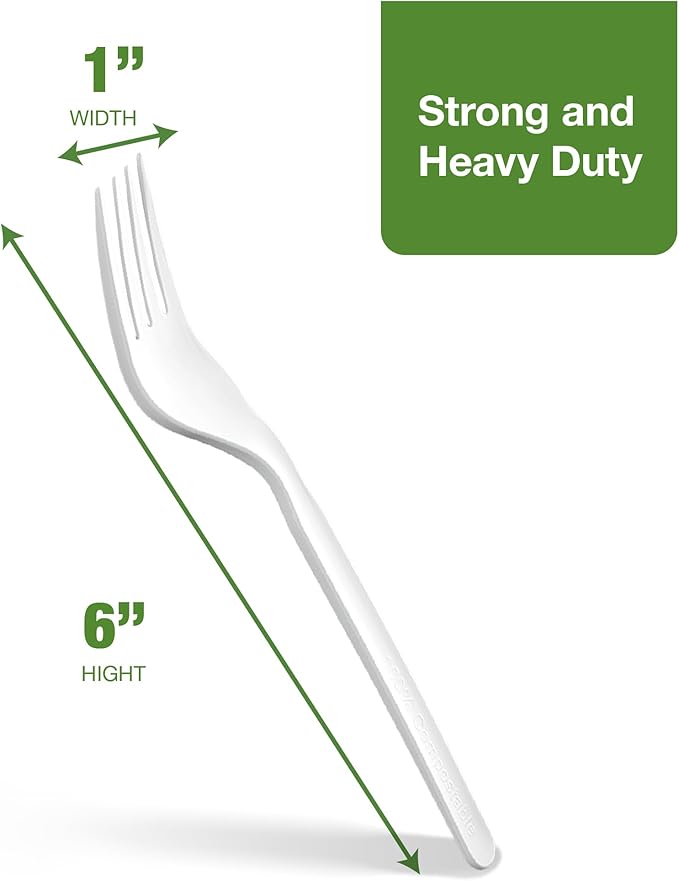 100% Compostable PLA Forks Bulk Pack 400 Pcs Biodegradable Disposable Plastic Cutlery Utensils