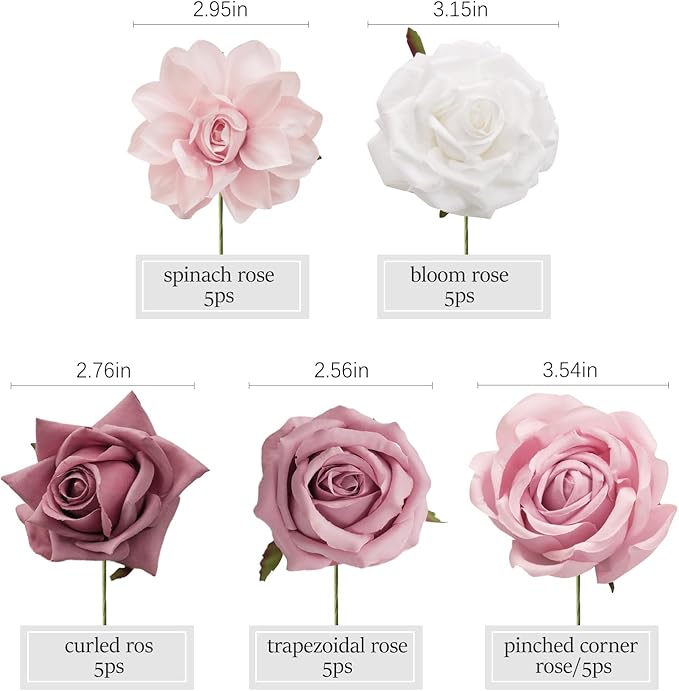 TINGE TIME Artificial Flowers, 25pcs Real Looking Gradient Purple Pink Rose Fake Roses w/Stem for DIY Wedding Bouquets Centerpieces Arrangements Party Baby Shower Home Decorations