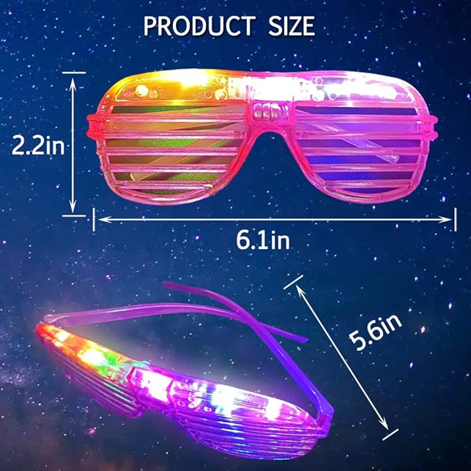 30 Pcs Glow In The Dark Glasses, 6 Colors LED Glasses Bulk Party Supplies for Kids and Adults, Glow Neon Party Favors Toys for Carnival Halloween Christmas Birthday Wedding