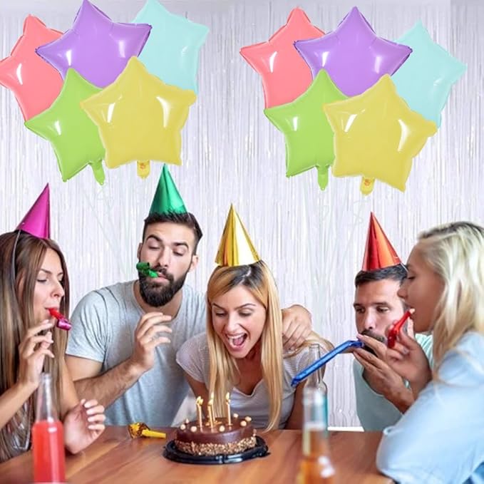 TONIFUL 30Pcs 18 Inch Large Pastel Colorful Star Shape Foil Balloons Big Stars Helium Mylar Ballons for Birthday Wedding Baby Shower Anniversary Engagement Party Decorations Supplies