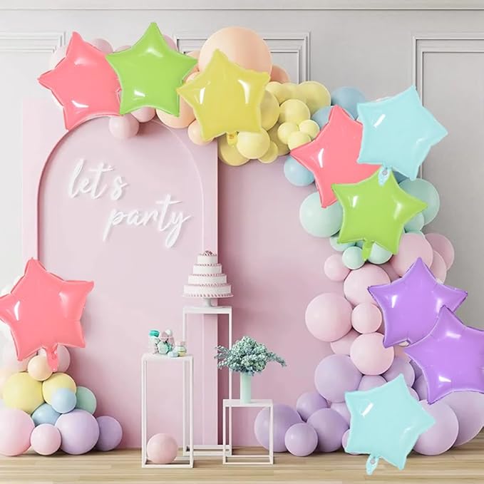 TONIFUL 30Pcs 18 Inch Large Pastel Colorful Star Shape Foil Balloons Big Stars Helium Mylar Ballons for Birthday Wedding Baby Shower Anniversary Engagement Party Decorations Supplies
