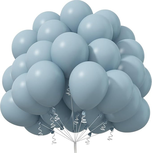 Blue Balloons 12 Inch, 50 Pcs Pale Aqua Blue Balloon Muted Dusty Blue Latex Balloons Matte Retro Powder Light Blue Helium Balloons for Birthday Boho Baby Shower Bachelorette Party Decorations