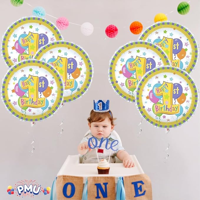 PMU Happy 1st Birthday 18 Inch Mylar-Foil Balloon Pkg/25