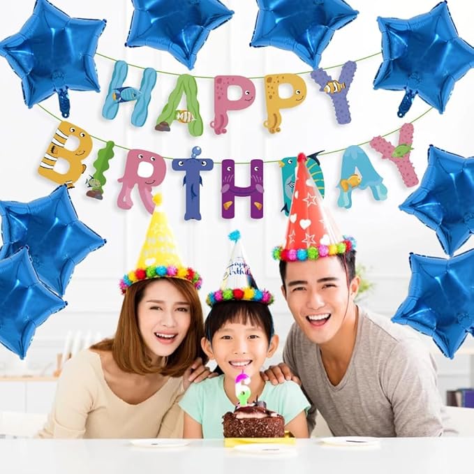 TONIFUL 30Pcs 18 Inch Large Blue Star Shape Foil Balloons Big Blue Stars Helium Mylar Ballons for Birthday Wedding Baby Shower Anniversary Engagement Party Decorations Supplies