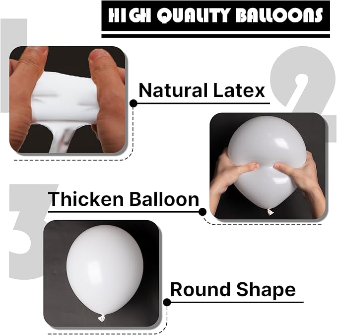 PartyWoo White Balloons 101pcs 12 Inch Matte White Latex Balloons for Wedding Bridal Graduation Engagement Baby Shower Gender Reveal Easter Anniversary Birthday Tea Party Decorations White-Y13