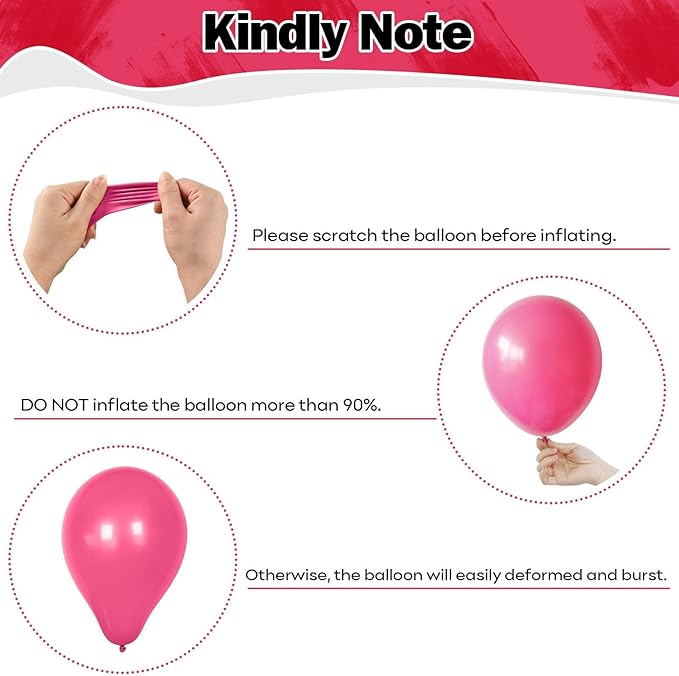 Pink Balloons Set 12 Inch Hot Pink and White Balloons 35 Pcs Rose Red Light Metallic Pink Confetti Balloon for Girls Women Princess Valentines Engagement Wedding Baby Shower Birthday Party Decorations