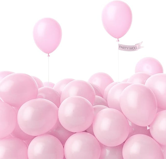 PartyWoo Pearl Pink Balloons 100pcs 5 Inch Light Pastel Baby Pale Pink Latex Balloons for Girl Baby Shower Gender Reveal Bachelorette Wedding Princess Birthday Butterfly Party Decorations Pink-Z29