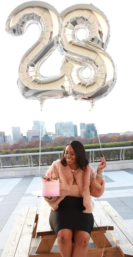 Silver Number 8 Balloon 40 Inch, 8th Birthday Party Decorations for Children, Giant 8 Foil Balloon for Party Supplies