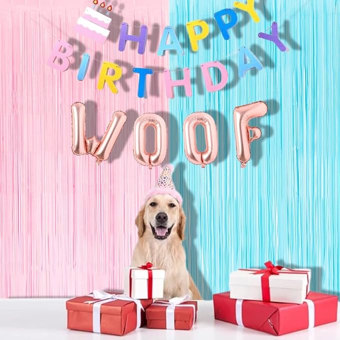 BRAVESHINE Tinsel Photo Backdrop Curtains - 2 Pack 3.2x8.2ft Pastel Pink Blue Foil Fringe Streamer Curtain for Christmas/Boy or Girl Birthdays/Mermaid/Candy/Donuts/Easter/Engagement Party Decorations