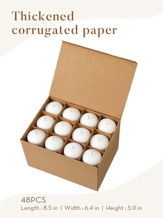 White Floating Candles 2 inch, 48 Pack Floating Candles 5-6 Hours Long Burning, Unscented Floating Candle for Centerpieces, Wedding, Christmas Lights, Romantic Night for Her/Him Set