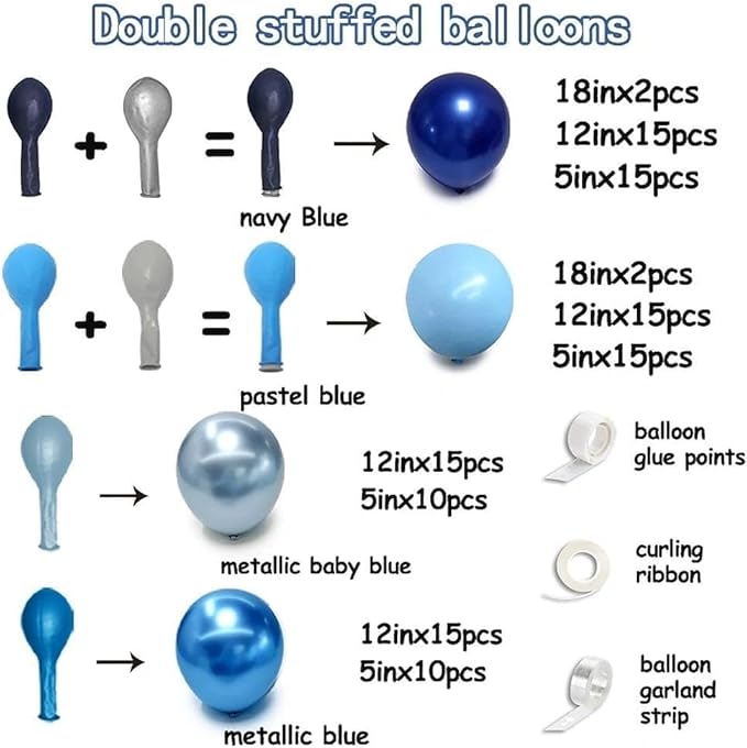 Royal Blue Balloon Garland Double Stuffed Dark Navy Blue Metallic Balloon Arch Kit for Christmas New Year Birthday Baby Shower Bridal Shower Wedding Graduation Party Decorations