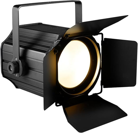 200W LED Stage Light, COB Par Lights with Barn Doors, DMX Blinder Stage Lighting Sound Activated for Wedding Live Show Christmas Party (Warm White & Cool White 1PC)