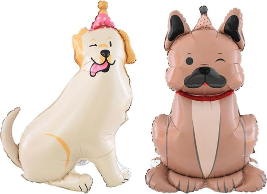 2 Pcs Standing Dog Animal Balloon,38 Inch 4D Bulldog Labrador Foil Balloons,Children's Birthday Baby Shower Party Decorations Dog Themed Birthday Party Supplies