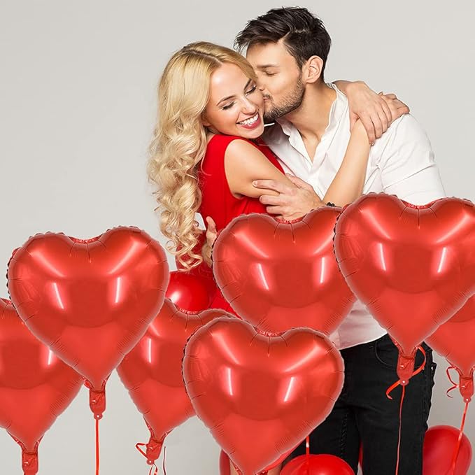BEISHIDA 30 Red Heart Foil Balloons, 18 Inch, Perfect for Birthday, Wedding, Engagement, Valentine's Day, Unisex-Adults