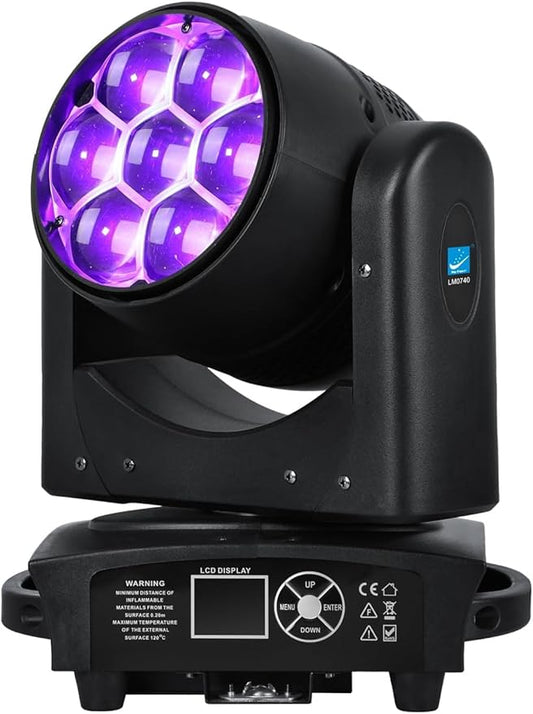 Big Dipper 7x40W LED Moving Head Light, 4-in-1 Bee Eye RGBW DJ Light for Party, Stage Lighting with Sound Activated/Auto/DMX512 Control, Stage Spotlight Uplight for Events Church Wedding Disco