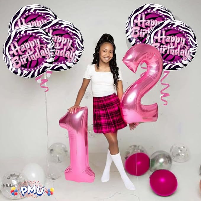 PMU Happy Birthday Zebra Print 18 Inch Mylar-Foil Balloon Pkg/10
